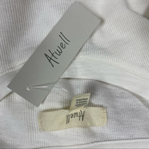 Atwell Spa White Cotton Frayed Tiered Long Sleeve Top Leah Tee Size S NWT - Picture 8 of 8